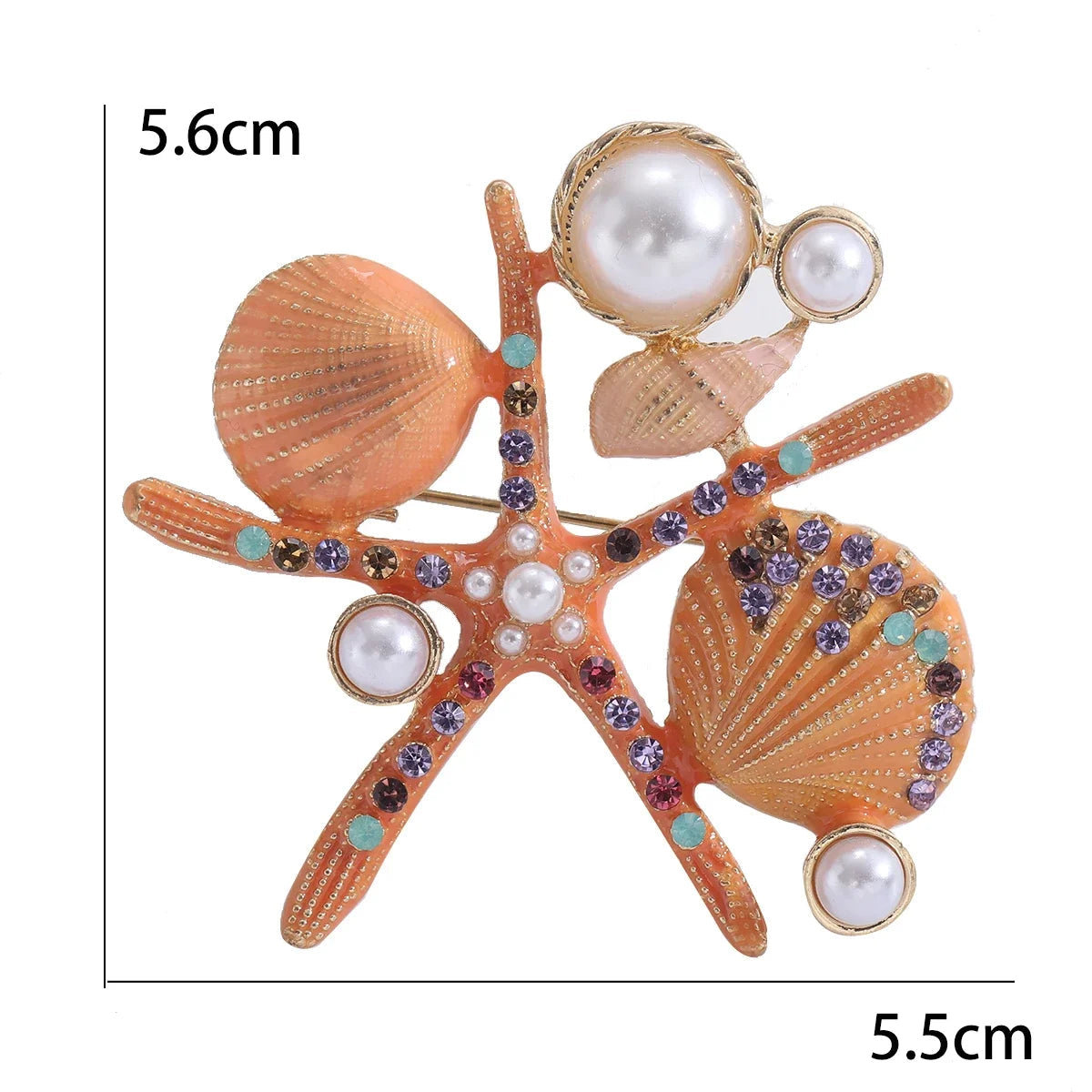 Broches de estrela do mar esmaltados para mulheres unissex concha de pérola alfinetes de plantas do mar festa de escritório presentes para amigos acessórios de joias