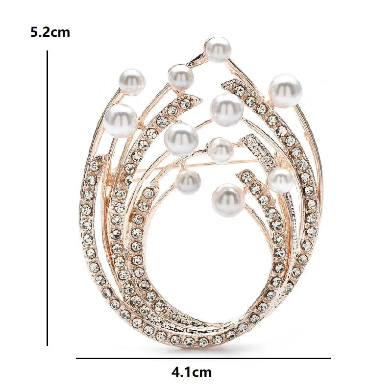 Broche Ninho de Pássaro com Strass e Pérolas Design Elegante Feminino