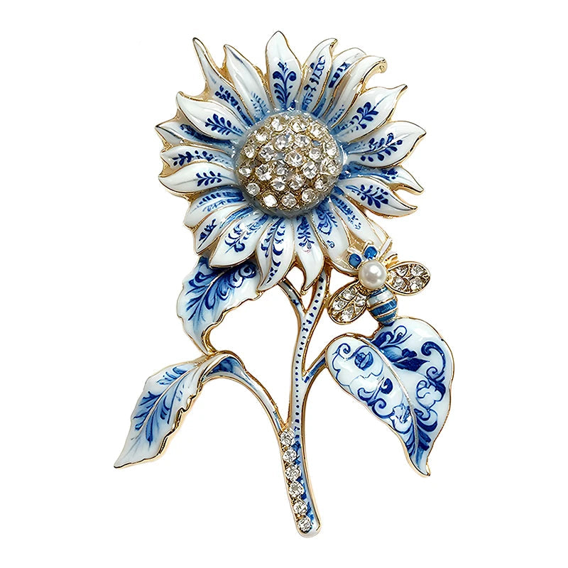 Broche Flor com Strass e Design Elegante Feminino