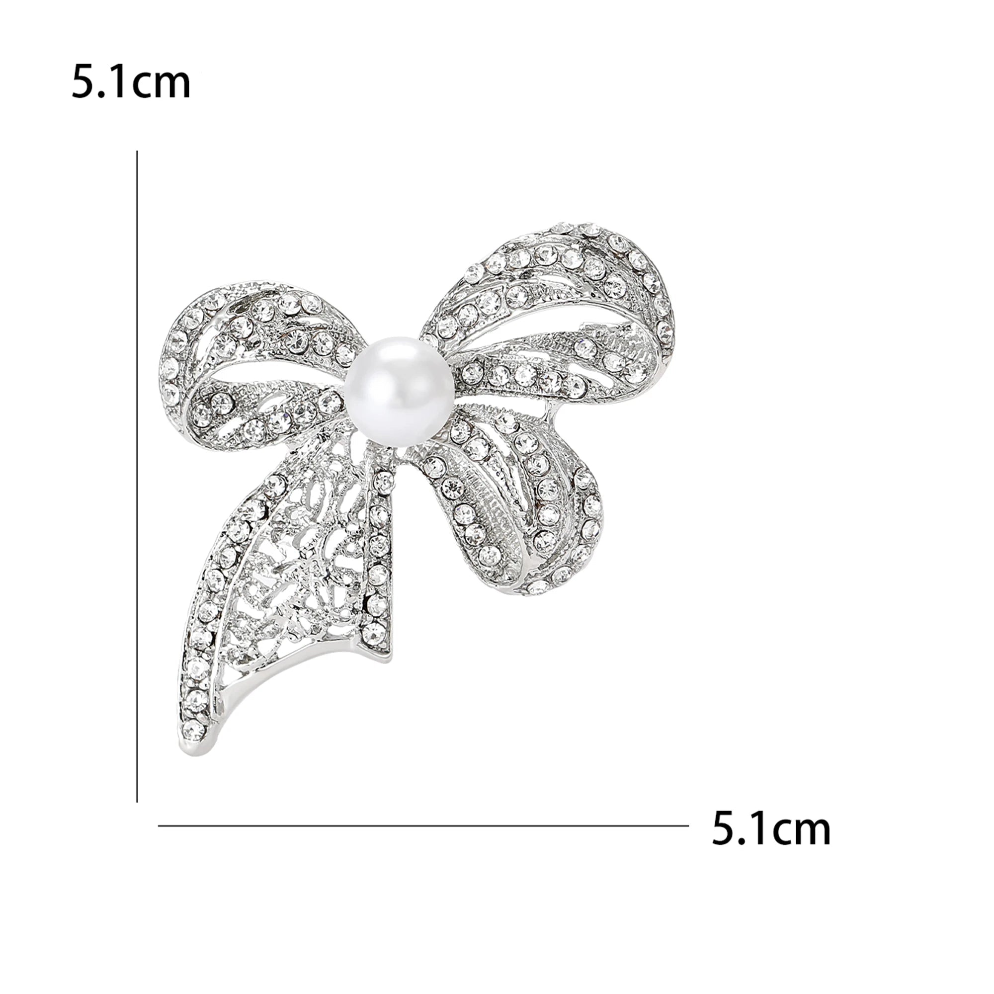 Broche Laço Feminino com Strass e Pérolas para Acessórios