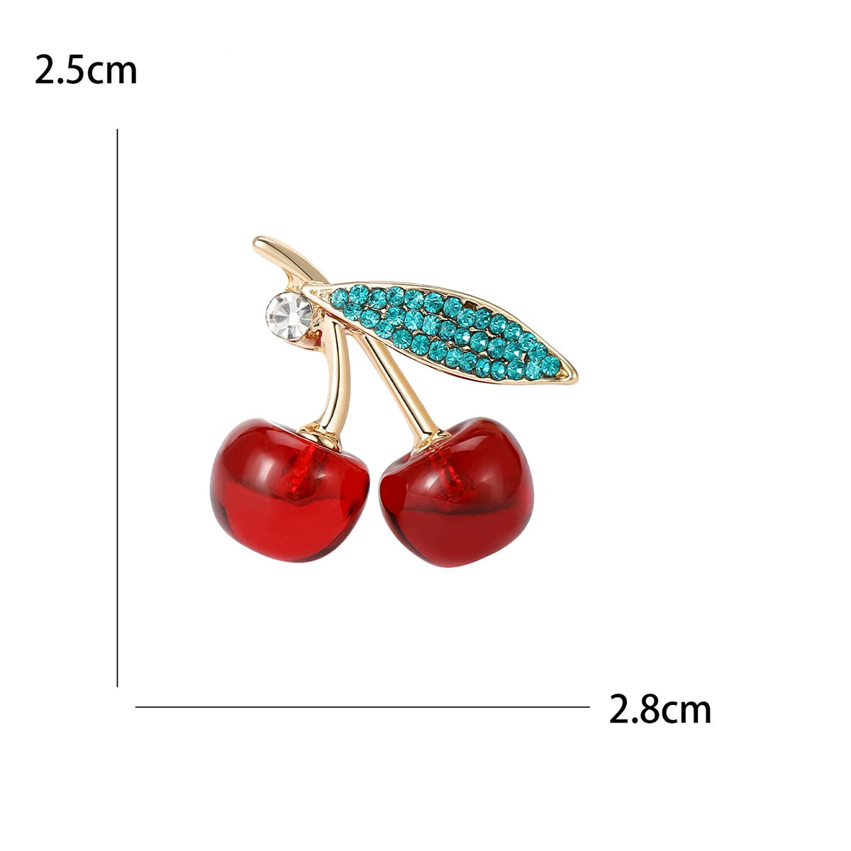 Broches de cereja esmalte para mulheres, Unisex Rhinestone Fruit Pins, Banquete Party Backpack Presentes, Acessórios de jóias