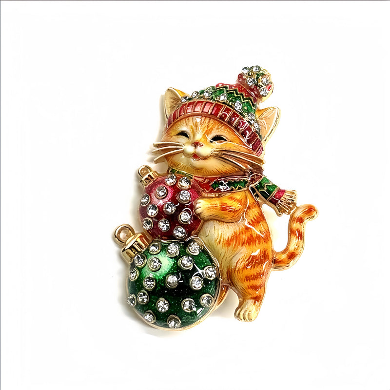 Broche Animal de Natal com Strass Design Elegante Feminino