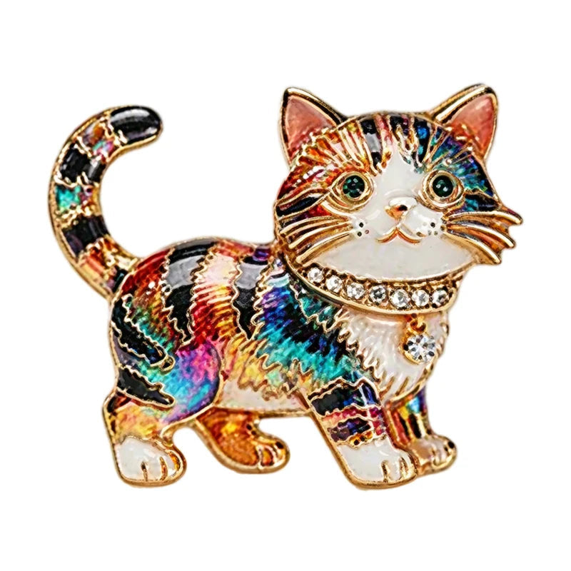 Broche Gato com Strass Elegante Feminino