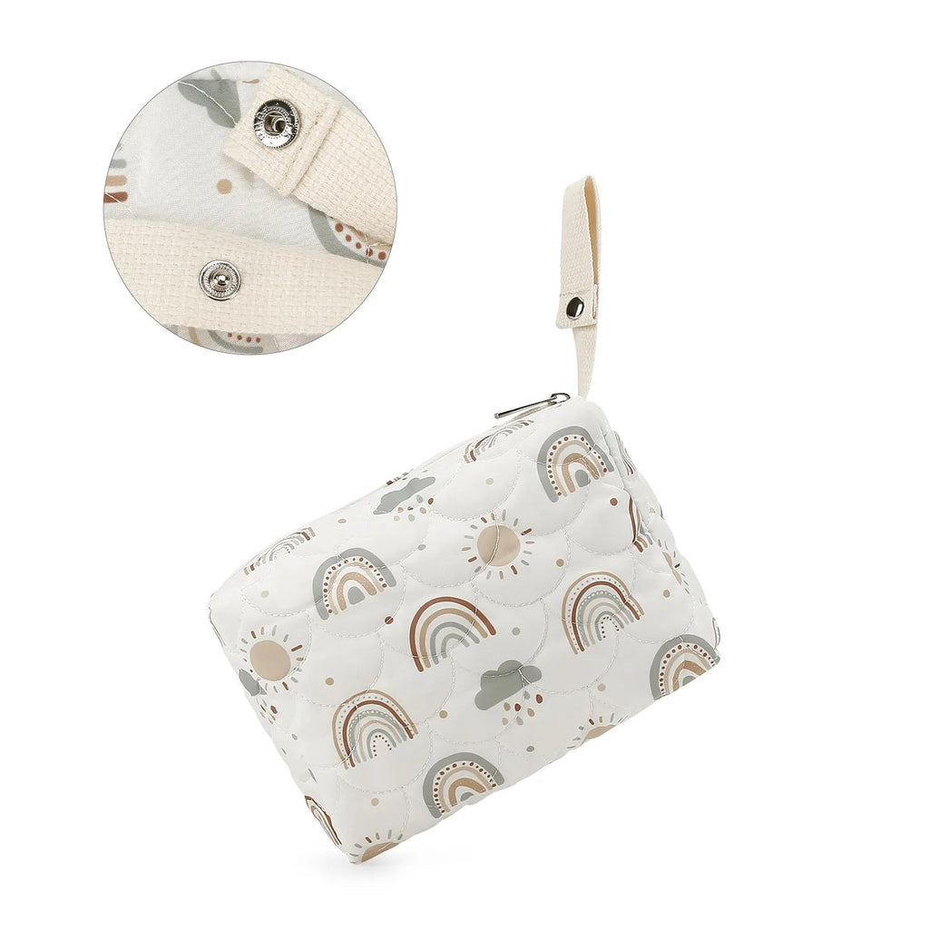 Saco de fraldas do bebê saco de fraldas à prova dwaterproof água reutilizável molhado/seco bolsa de armazenamento para carrinho de viagem mamãe bolsa arco-íris impresso