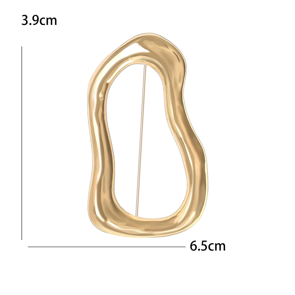 Broches de Anel Irregular em Aço Inoxidável da Moda para Mulheres e Unissex, Alfinetes Geométricos para Eventos, Festas, Presentes, Decoração e Acessórios de Roupa