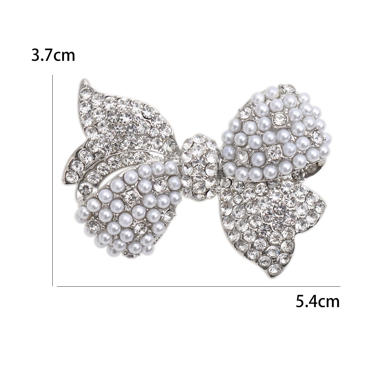 Broche Laço Feminino com Strass e Pérolas para Acessórios