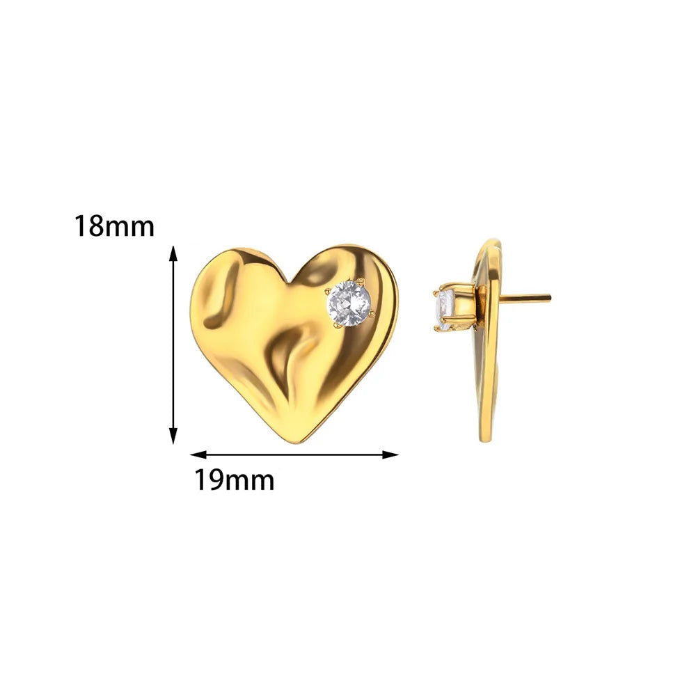 Brinco gótico de coração para mulheres, aço inoxidável, dourado, amor, casamento, casal, piercing, joias, presente de dia dos namorados