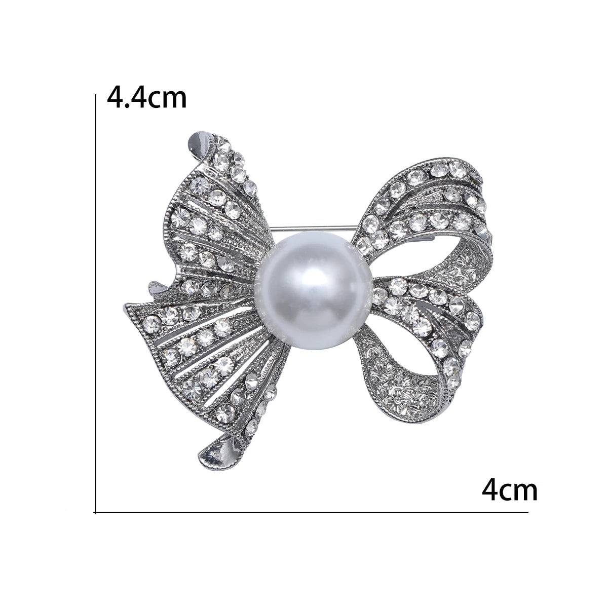 Broche Laço Feminino com Strass e Pérolas para Acessórios