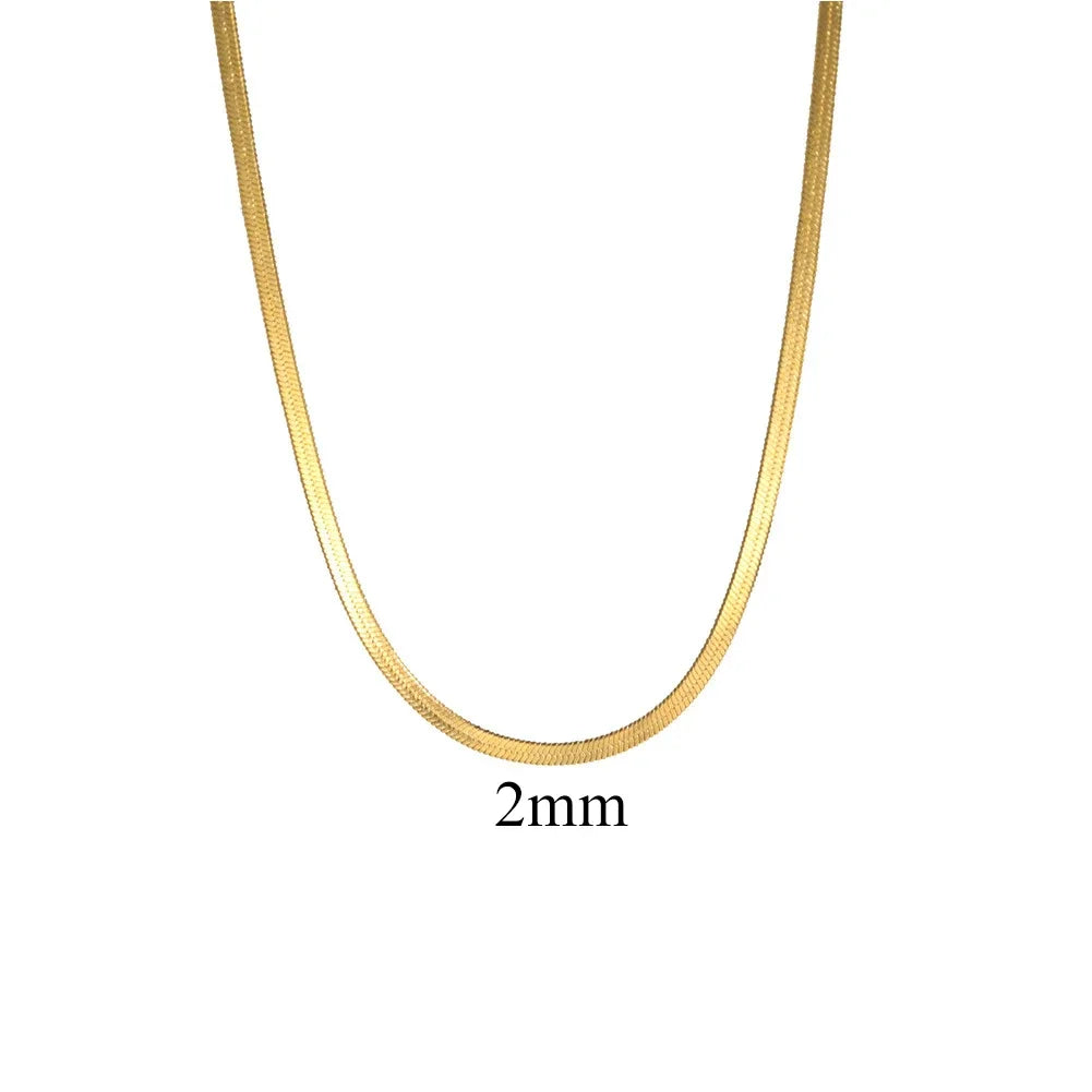 Pvd banhado a ouro 316l colar de aço inoxidável 2 3 4 5mm de largura colar de corrente de cobra para acessórios femininos atacado