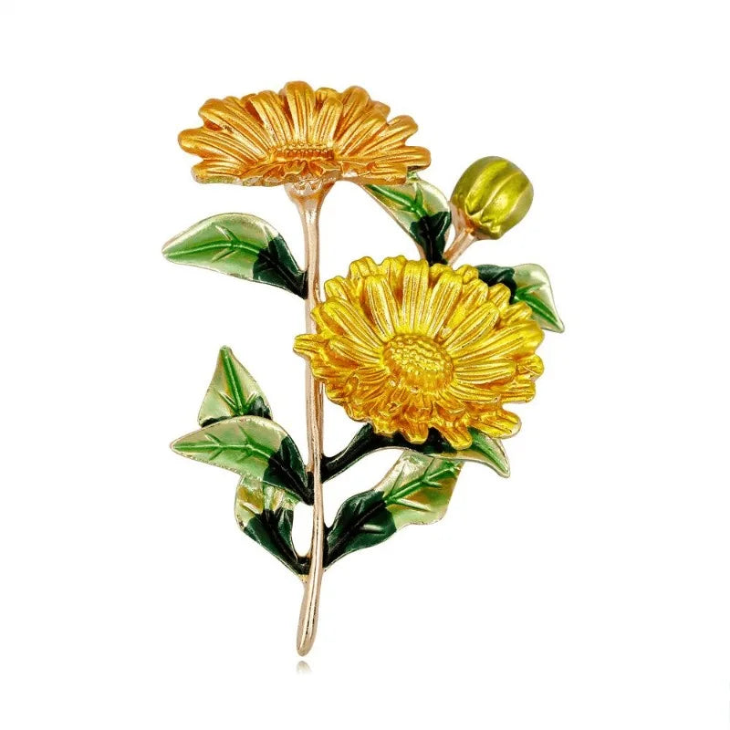 Broche Flor Dupla Esmaltada Design Elegante Feminino