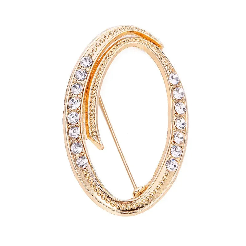 Broche de Letra com Strass Cristal Dourado Elegante