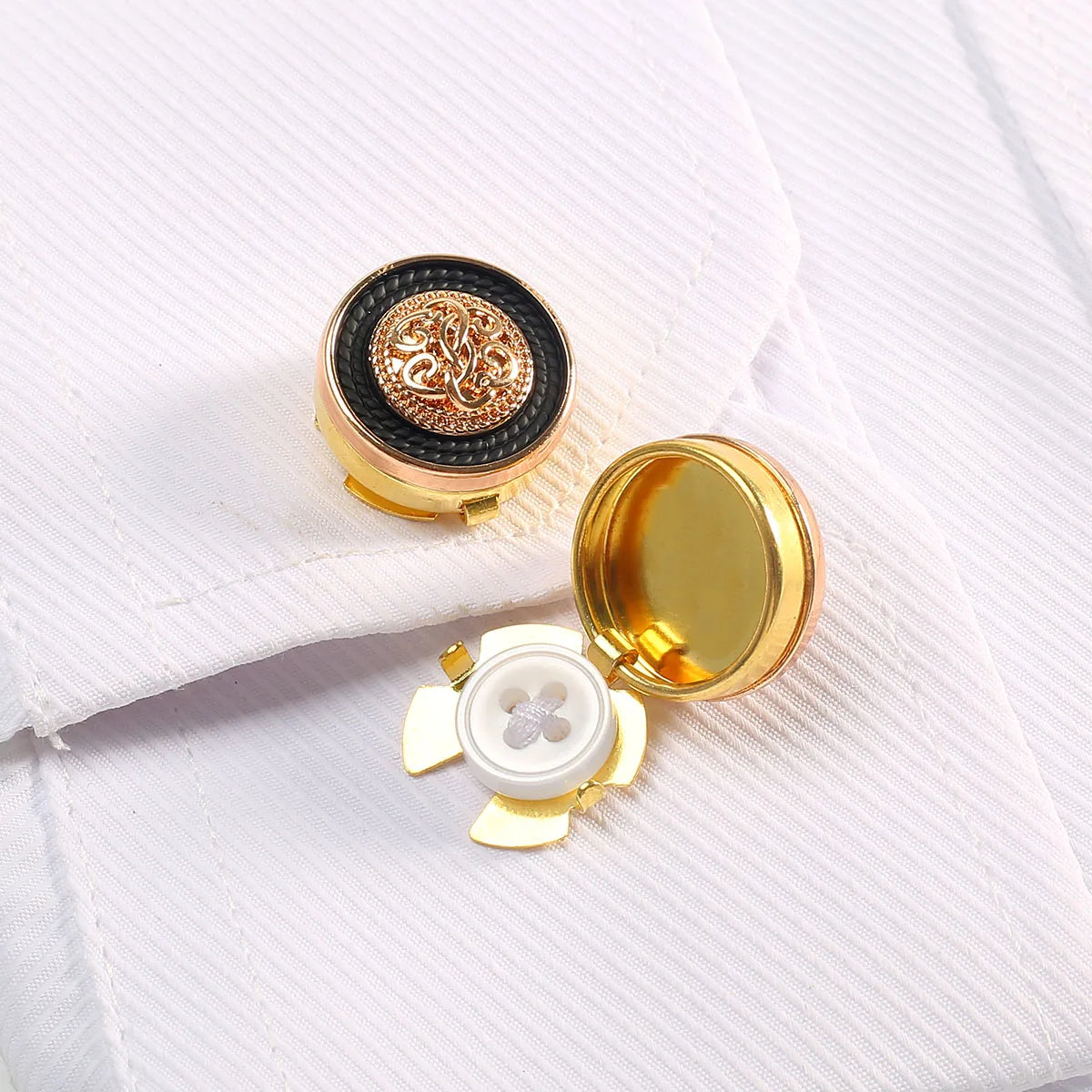 2 pçs botão abotoaduras de luxo metal botão capa camisa botão clipe retro manga botão para homem e mulher vestido botão decoratio