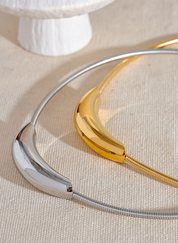 Yhpup gargantilha popular de aço inoxidável à prova d'água, colar leve feminino, declaração de metal banhado a ouro 18K, joias da moda da moda