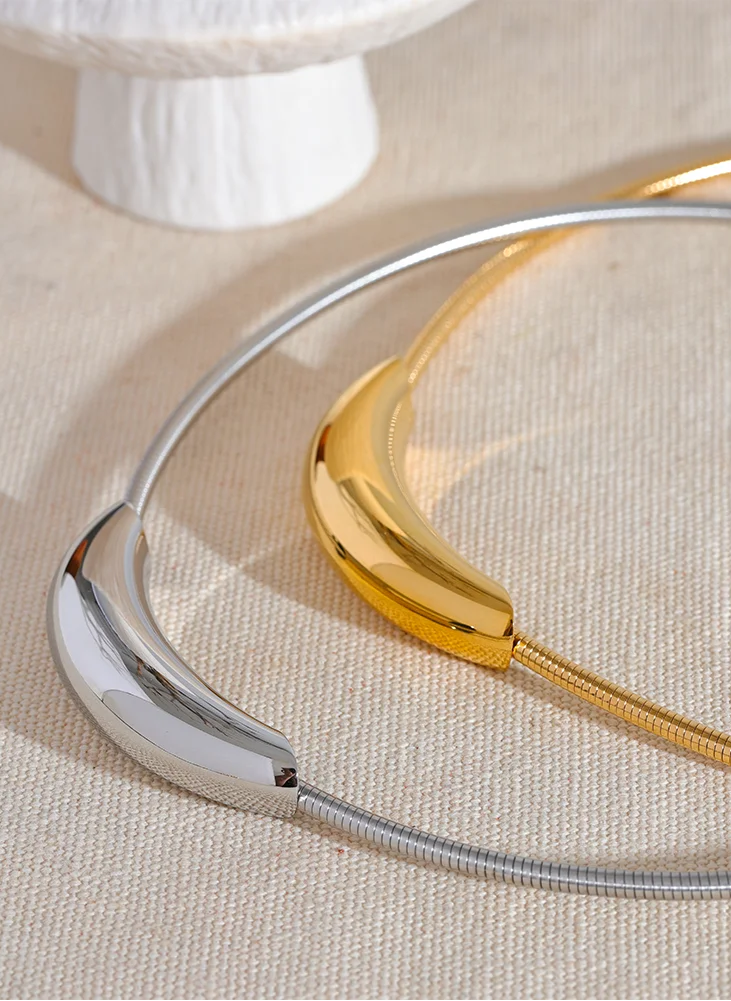 Yhpup gargantilha popular de aço inoxidável à prova d'água, colar leve feminino, declaração de metal banhado a ouro 18K, joias da moda da moda