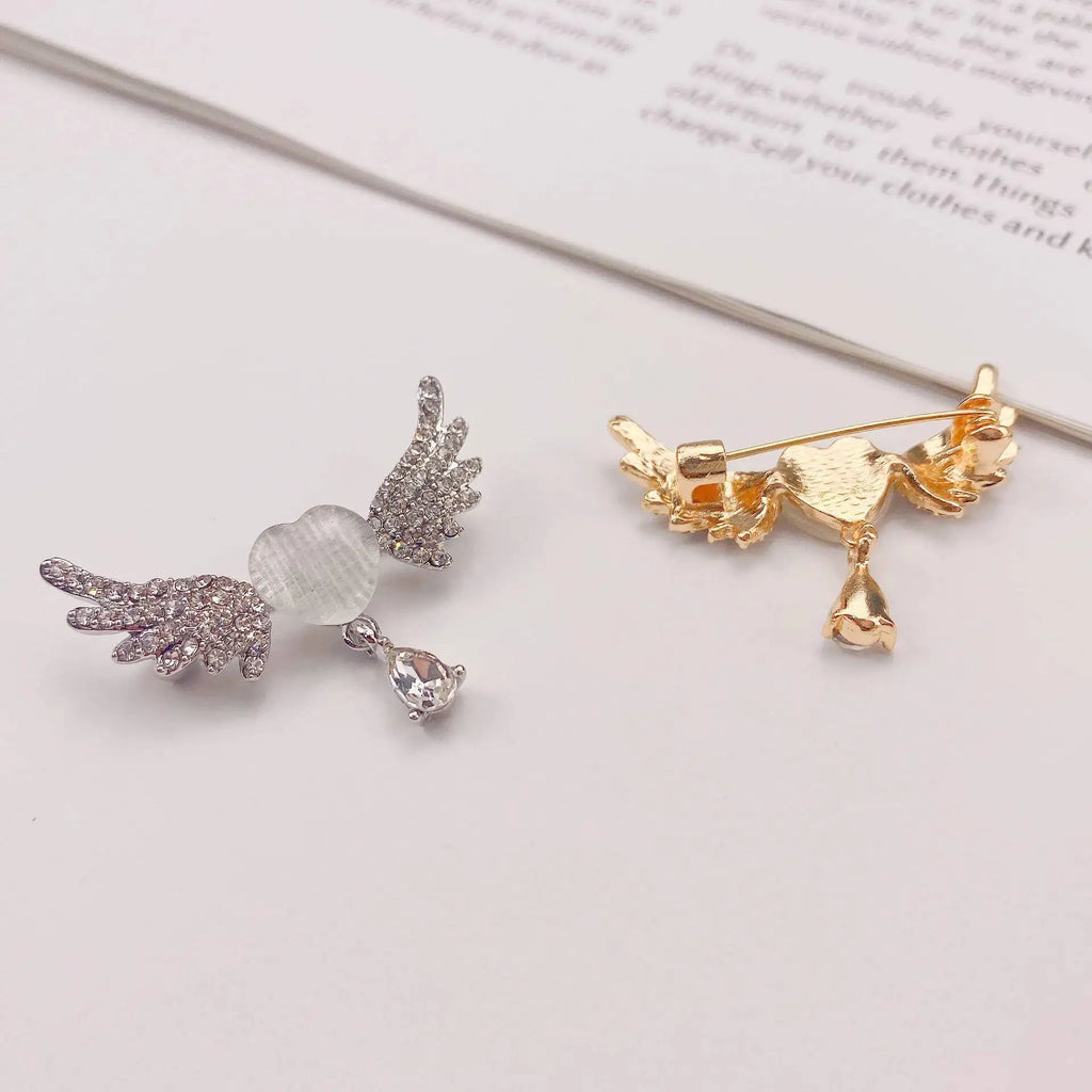 Casaco jóias acessórios colar anti explosão broche excelente cristal asa broches qualidade liga pérolas borla broche fivelas