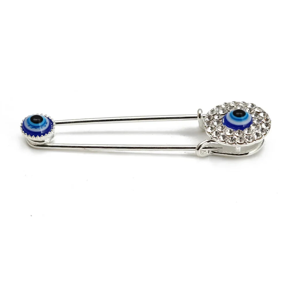 Pino de segurança olho da sorte gota óleo azul turco mau olhado fátima hamsa mão redonda charme broche pino para mulheres homens moda jóias