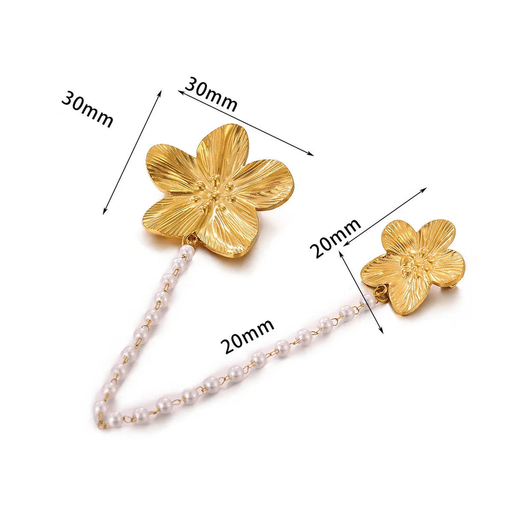 Broche Flor com Pérola e Corrente Design Elegante Feminino