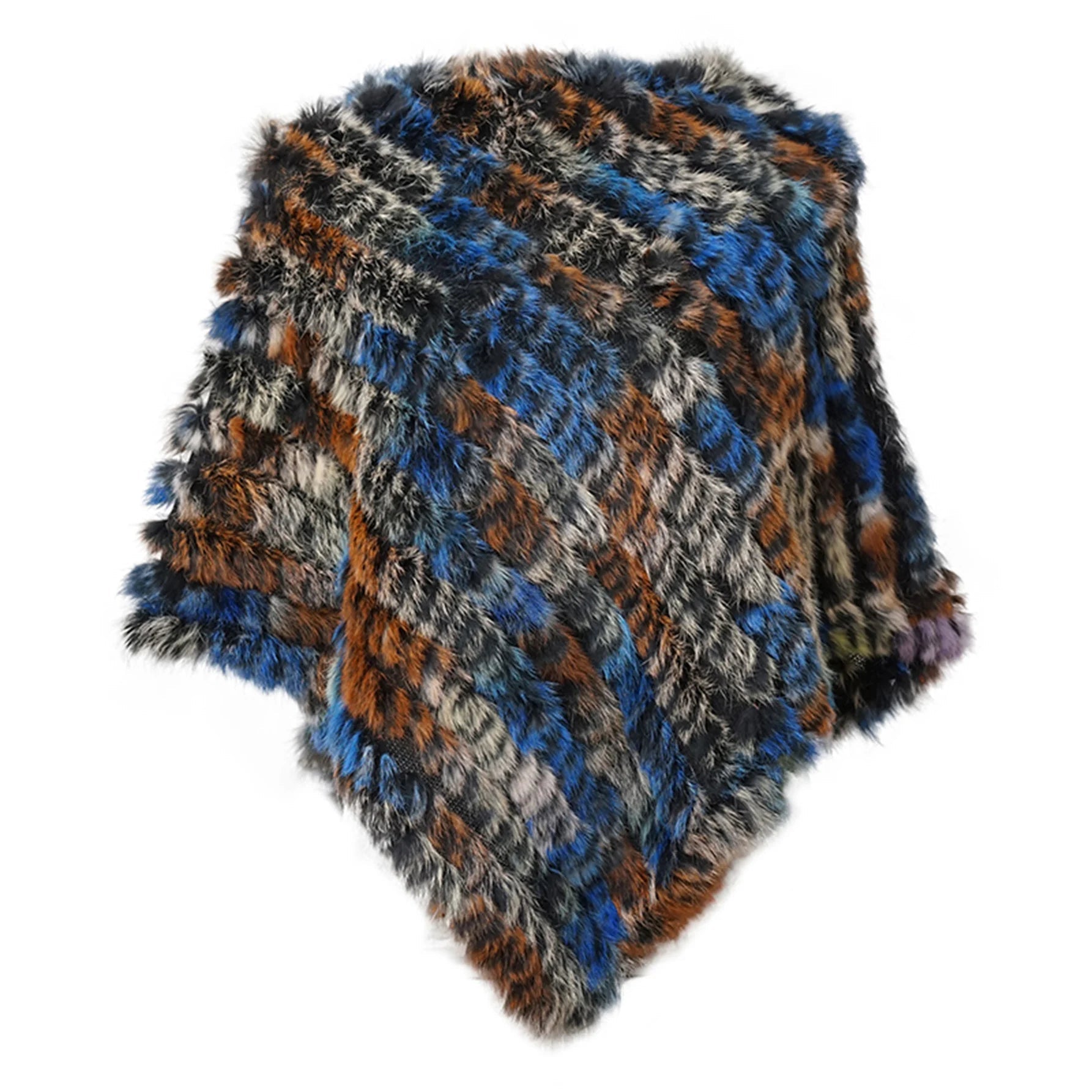 Real pele de coelho de malha natural poncho colete moda envoltório casaco xale senhora cachecol pele natural festa de casamento atacado capa