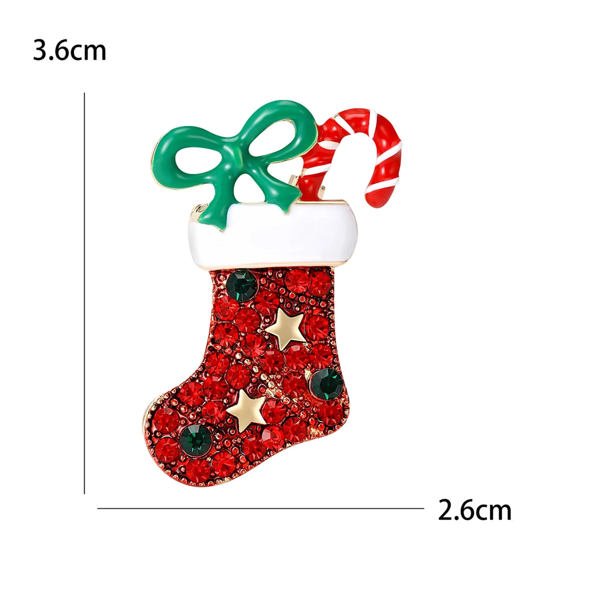Broche Meia de Natal com Strass Design Elegante Feminino