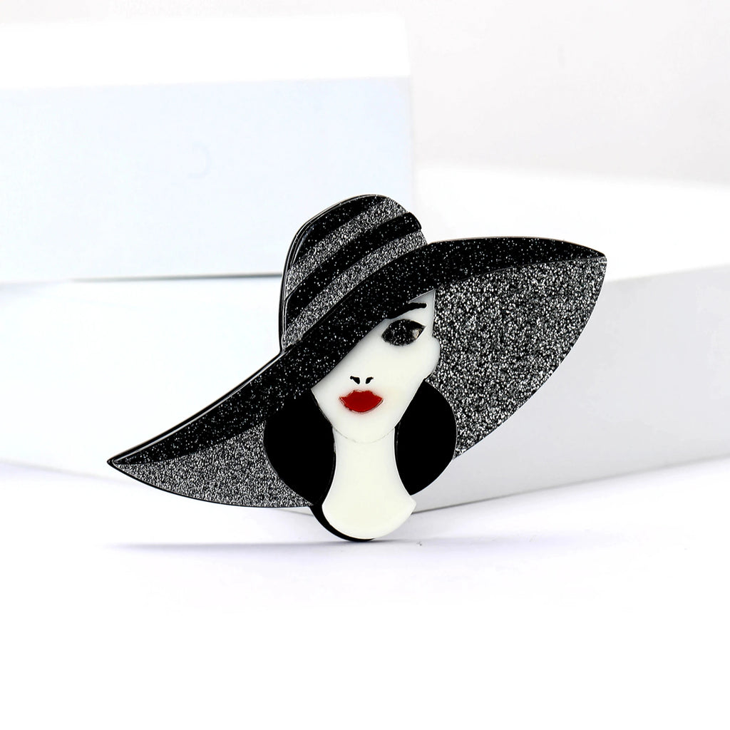 Broche Feminino Rosto Personagem Acrílico Elegante