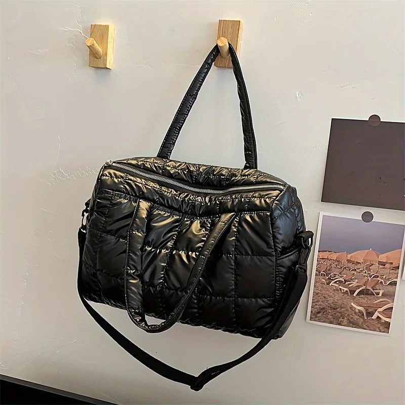 Bolsa de viagem acolchoada de cor sólida acolchoada – durável, portátil e elegante – perfeita para esportes, trabalho e uso diário