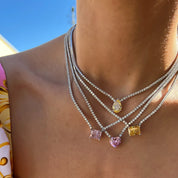 Shinny conjunto de jóias de pedra de cristal completo para mulheres luxo amor coração zircônia cúbica tênis pulseira gelada para fora corrente colar casamento