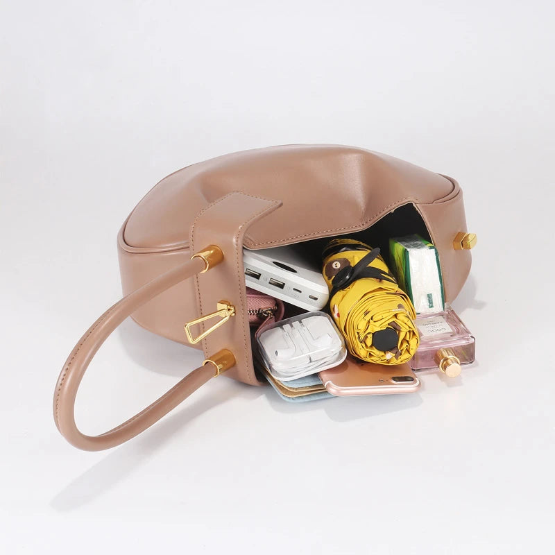 Burminsa couro genuíno esférico pequena sacola para as mulheres 2025 tendência designer bolsa de noite alça superior senhoras bolsas