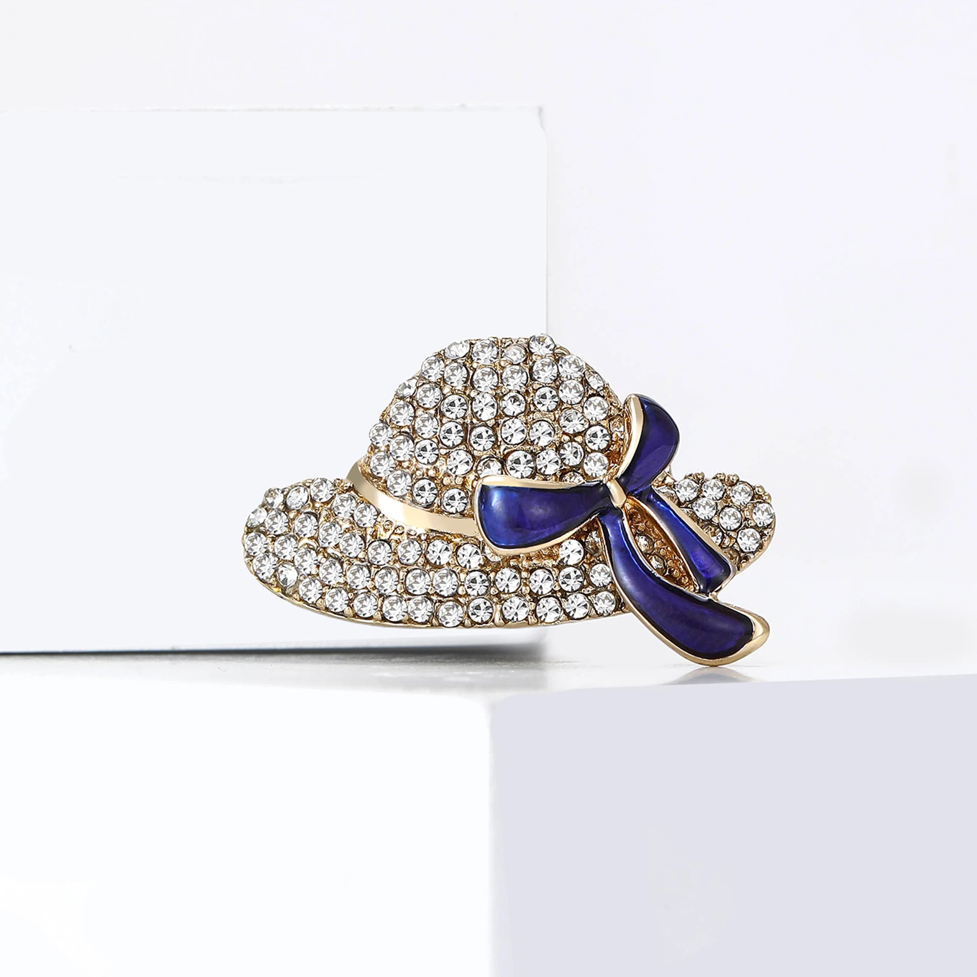 Broche Chapéu de Sol com Strass Elegante Feminino Luxo