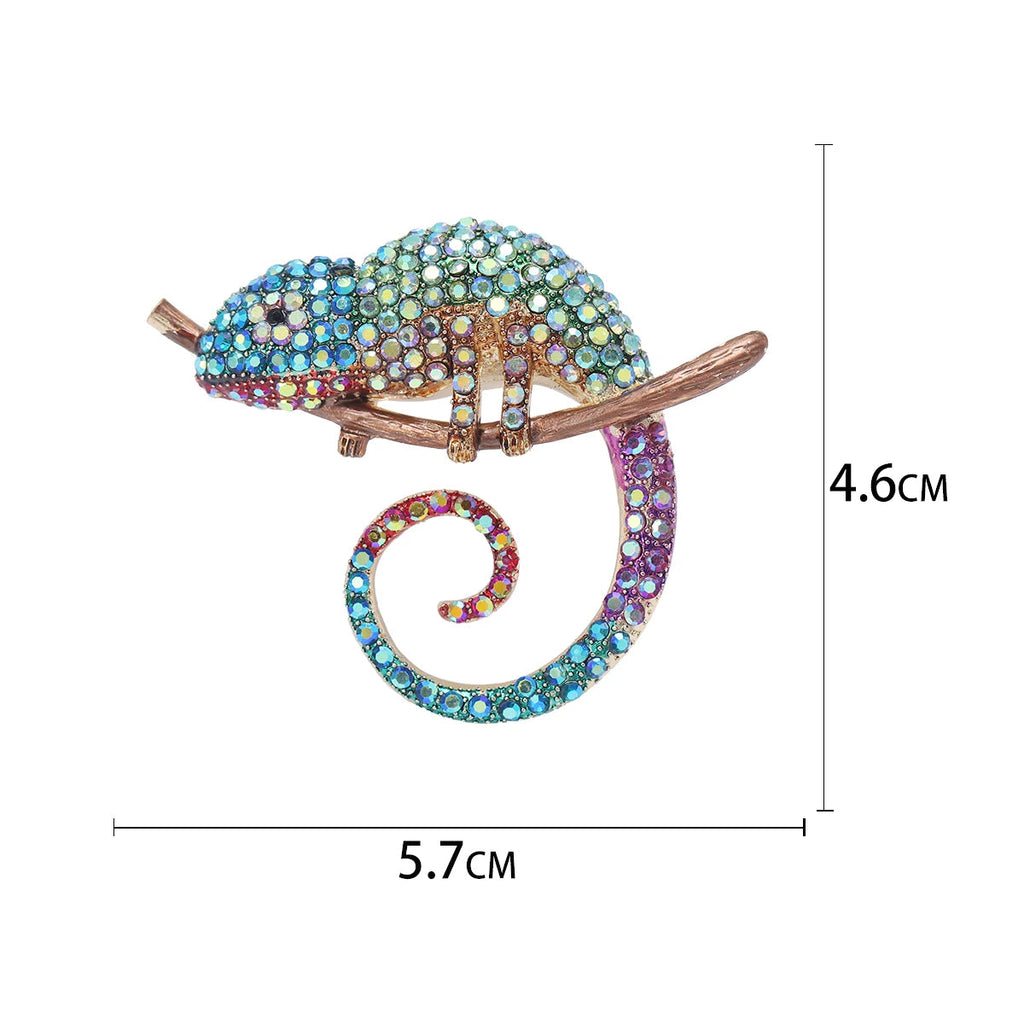 Broche Camaleão com Strass - Elegância e Estilo