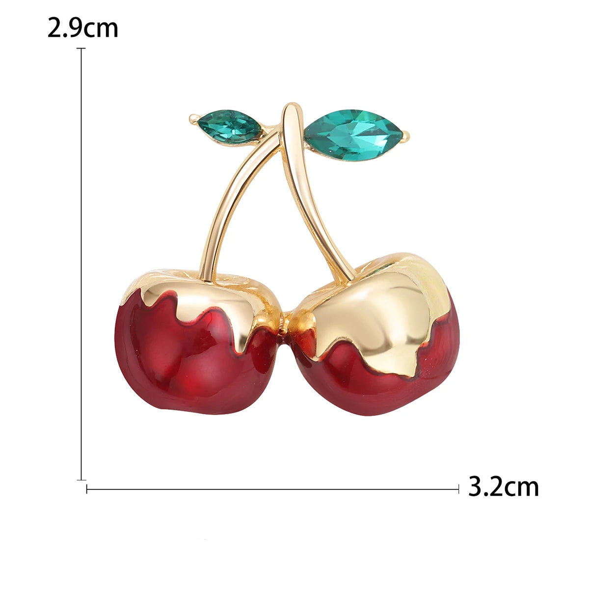Broches de cereja esmalte para mulheres, Unisex Rhinestone Fruit Pins, Banquete Party Backpack Presentes, Acessórios de jóias