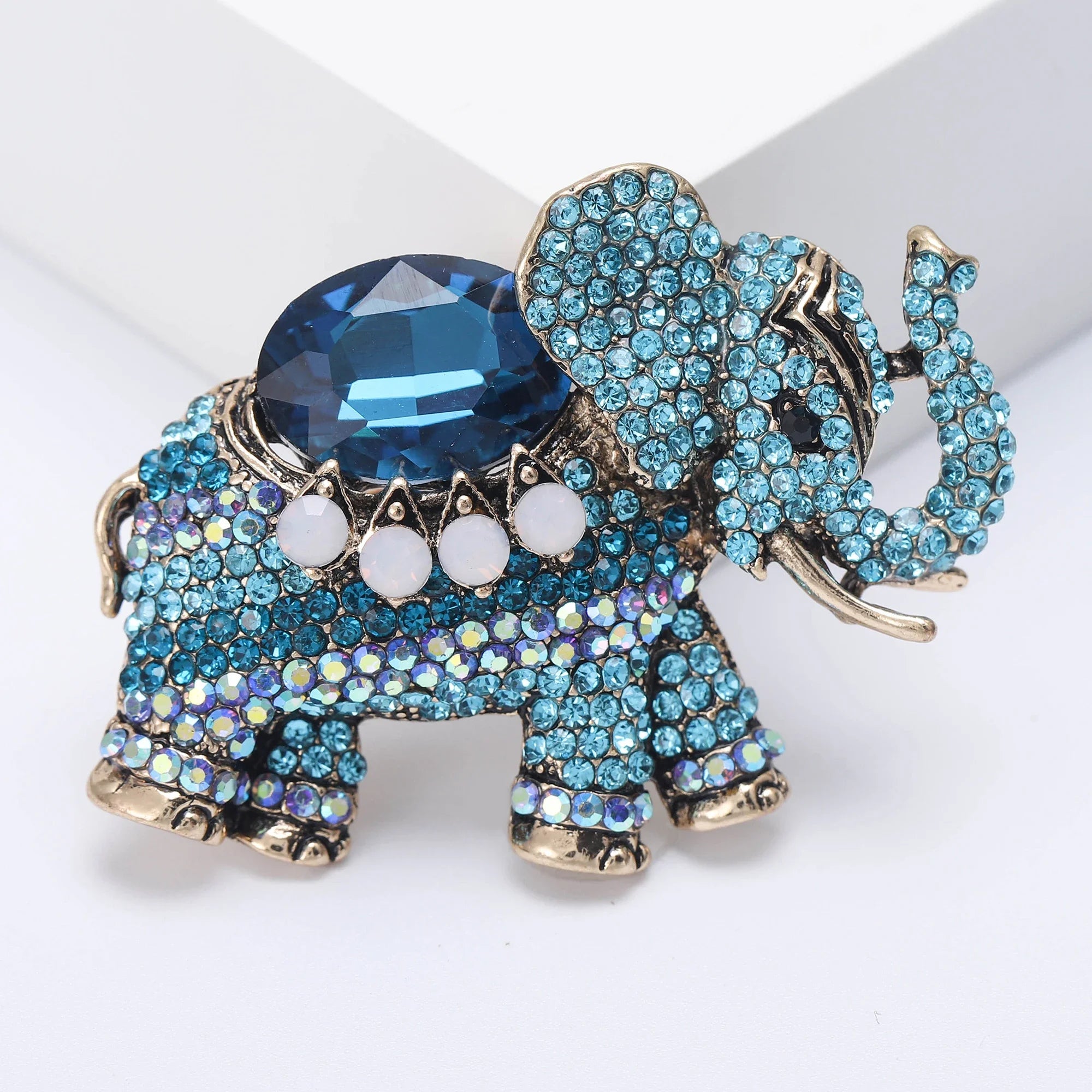 Broches de elefante de strass de luxo para mulheres unissex esmalte animal pinos banquete festa mochila presentes acessórios de joias