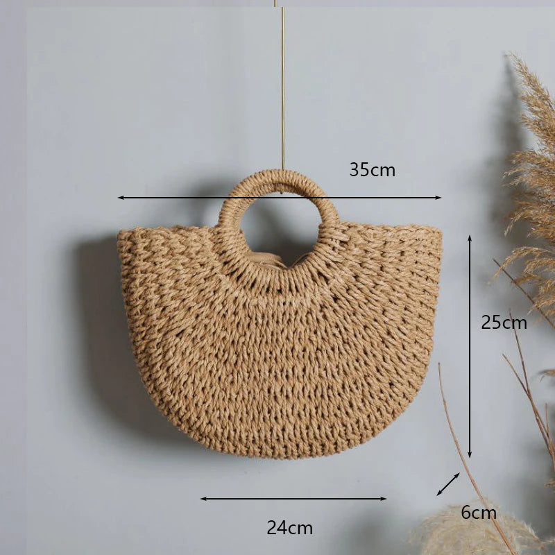 Luxo oco designer praia bolsa de ombro alta qualidade marca palha bolsa feminina verão raffia tecido cesta viagem tote bags