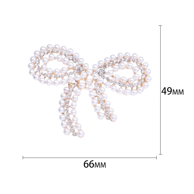 Broche Laço Feminino com Strass e Pérolas para Acessórios