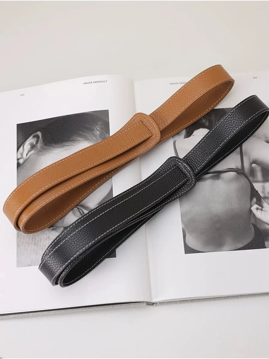 Novo cinto de couro genuíno para mulheres cinto de pulseira de couro macio com cintos de moda casual de luxo para vestidos jeans