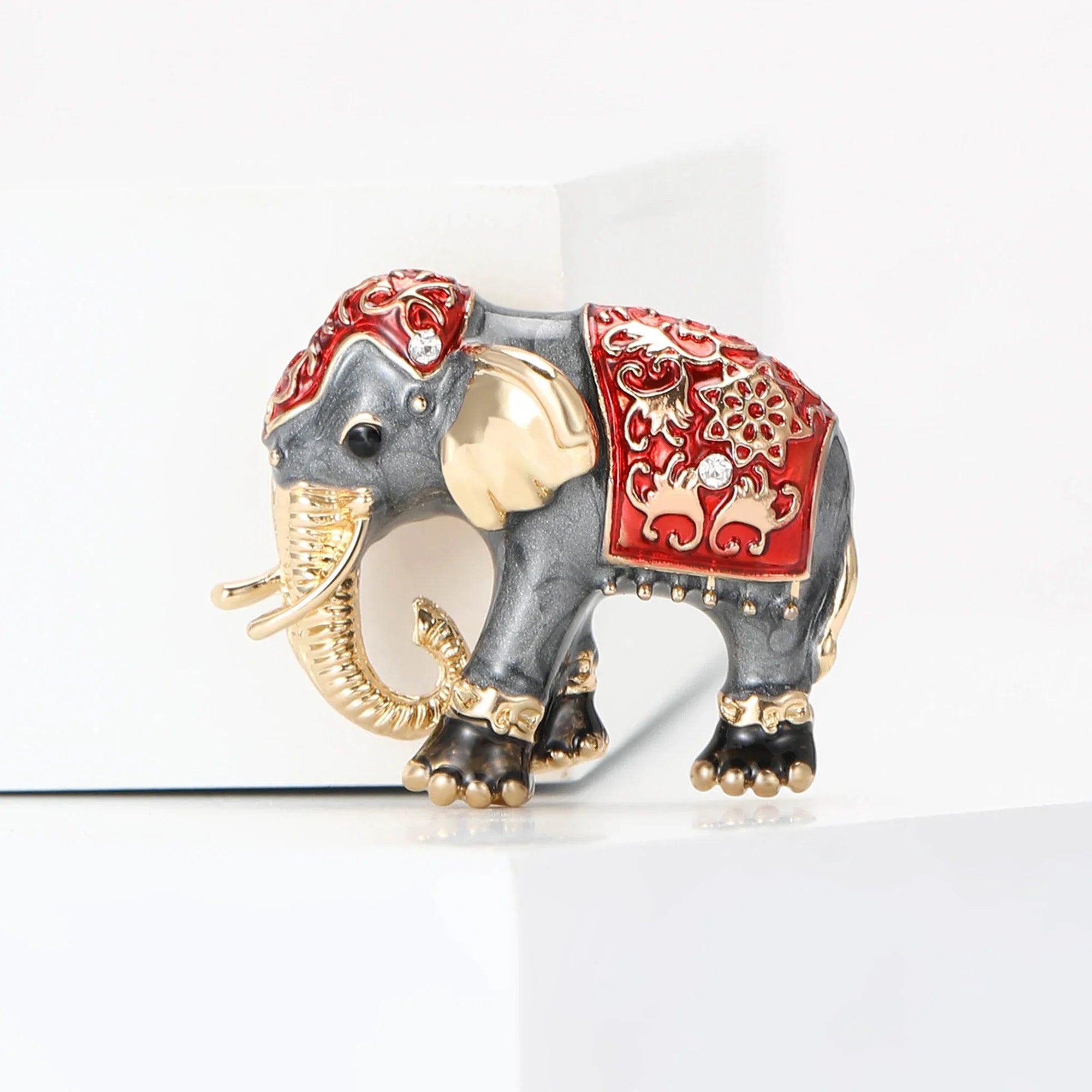 Broches de elefante de strass de luxo para mulheres unissex esmalte animal pinos banquete festa mochila presentes acessórios de joias