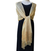 Moda Ouro Prata Brilhante Silk Sunscreen Scarf Feminino Long Tassel Evening Party Dress Xaile Verão Fino Praia Bikini Sun Cloak