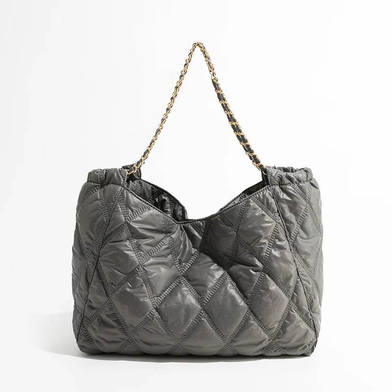 Casual lingge acolchoado bolsas de ombro femininas designer correntes acolchoadas senhora bolsas náilon grande capacidade sacola grandes sacos inchados 2023