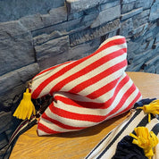 Saco cosmético feminino listrado caso de maquiagem organizador coreano borla bolsa cosmética necesserie viagem saco de higiene pessoal lona caso de beleza