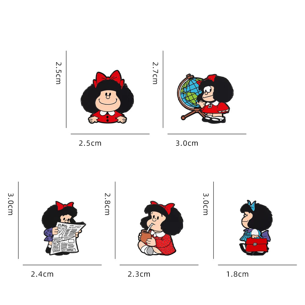 Broche Mafalda Esmaltado Design Elegante Feminino