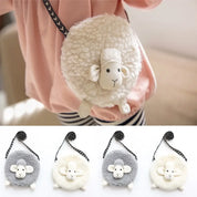 Sheep Shape Crossbody Bag para meninas, Mini Coin Purse, Carteira bonito para crianças, Plush Soft Sweet Purses, Organizador da criança