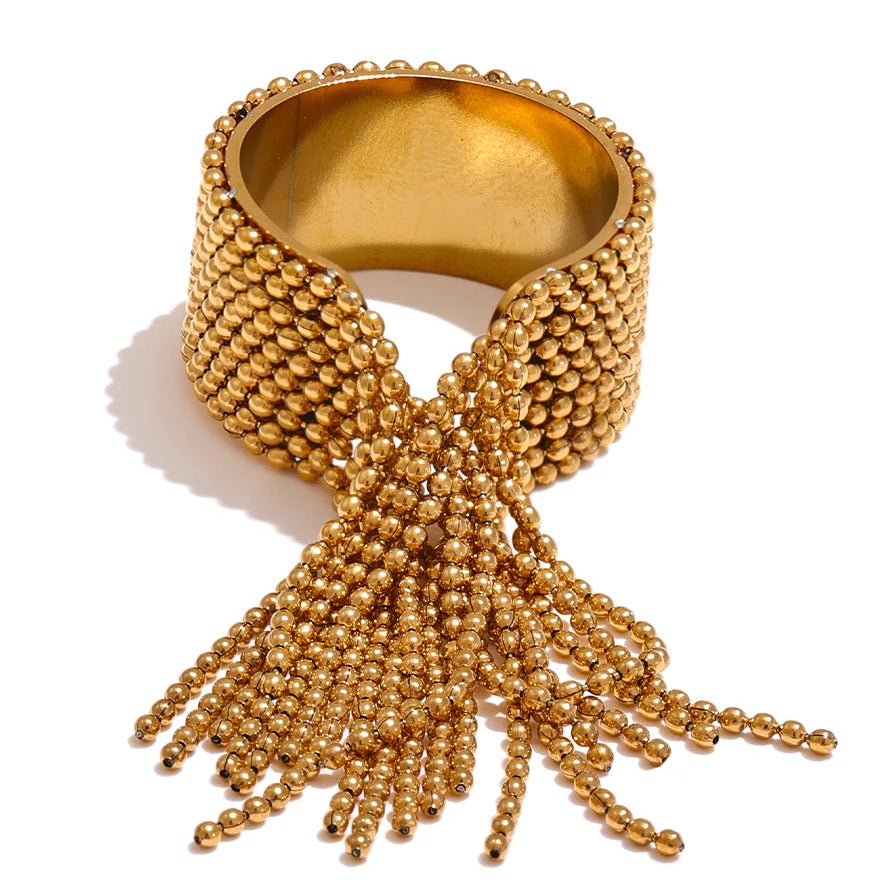 Yhpup declaração corrente de aço inoxidável borla anel de dedo ajustável 18k pvd banhado charme de alta qualidade elegante jóias douradas