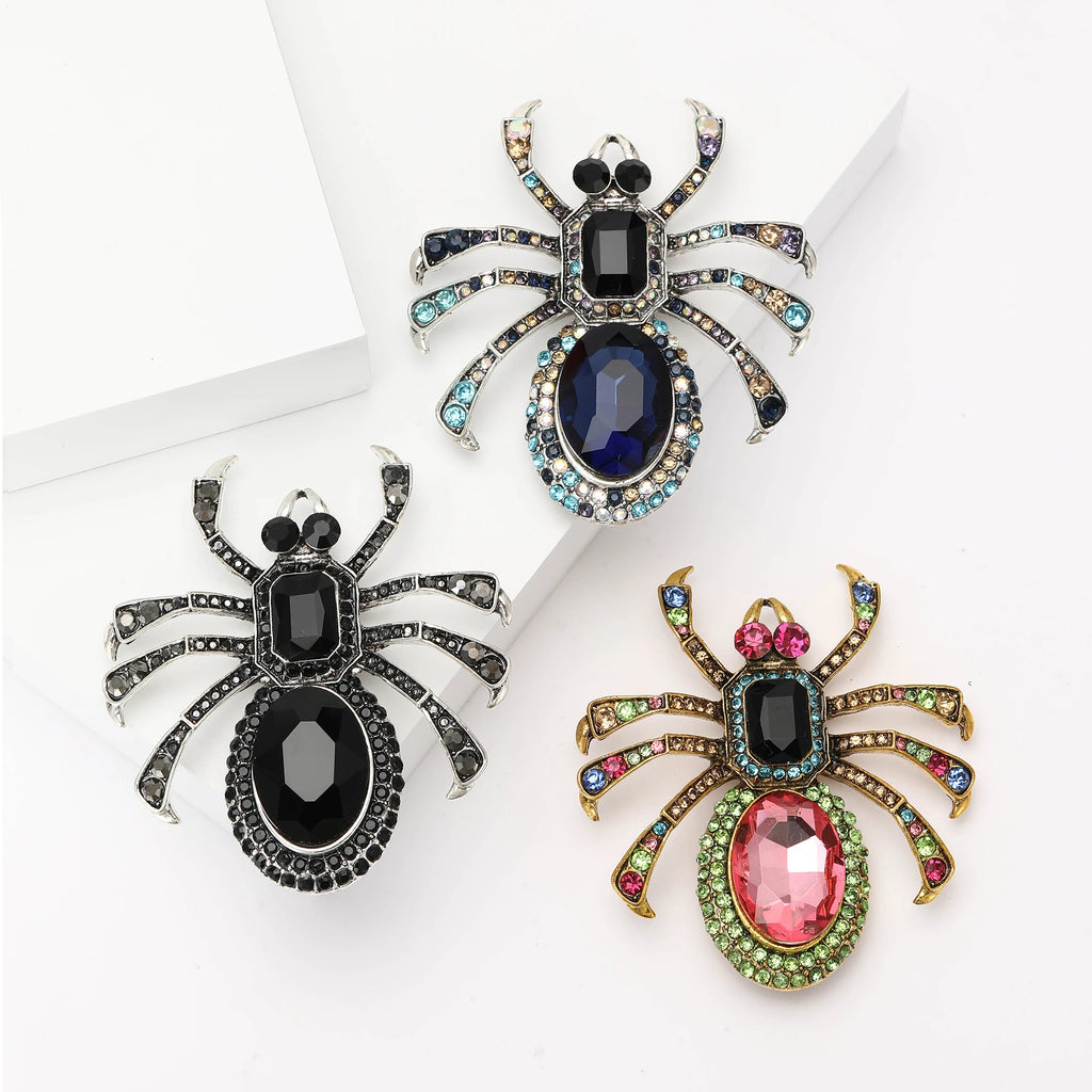 Broche de Aranha com Cristais para Halloween Elegante e Sofisticado