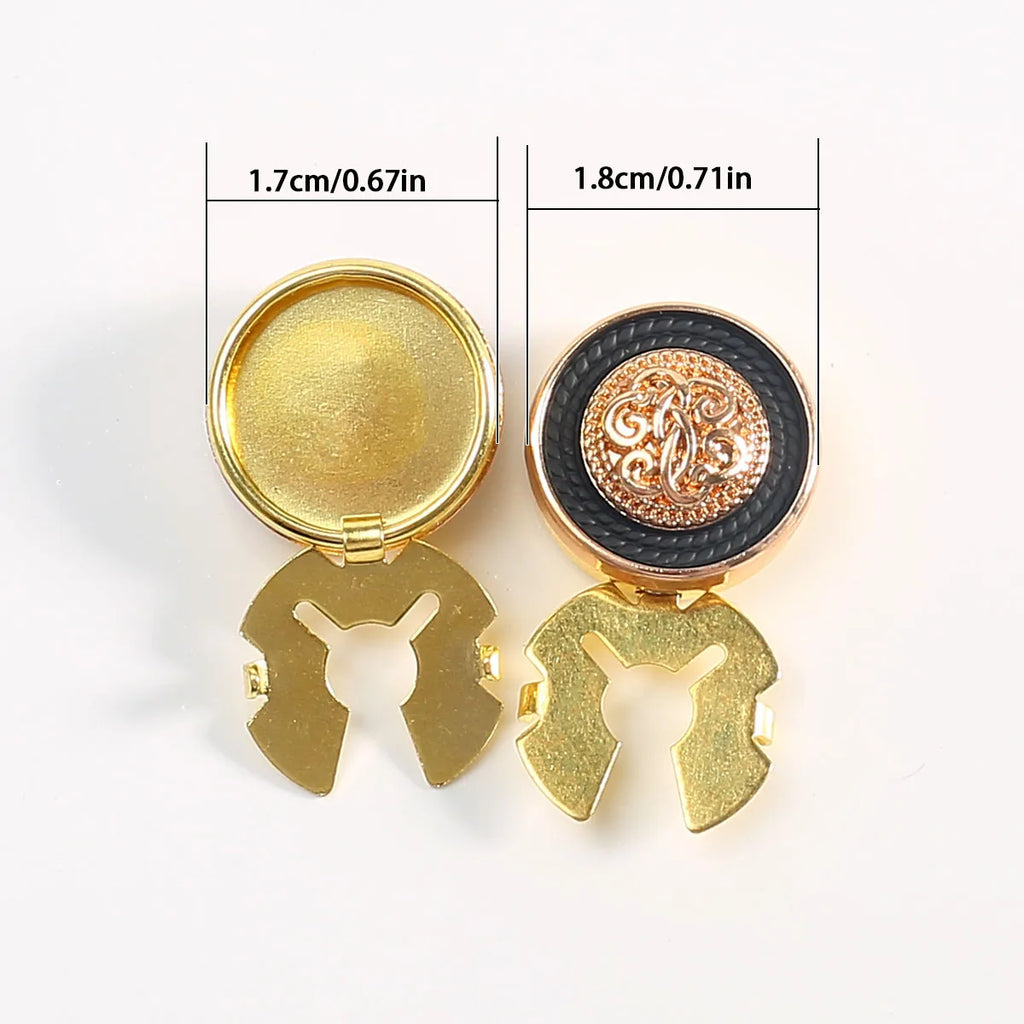2 pçs botão abotoaduras de luxo metal botão capa camisa botão clipe retro manga botão para homem e mulher vestido botão decoratio