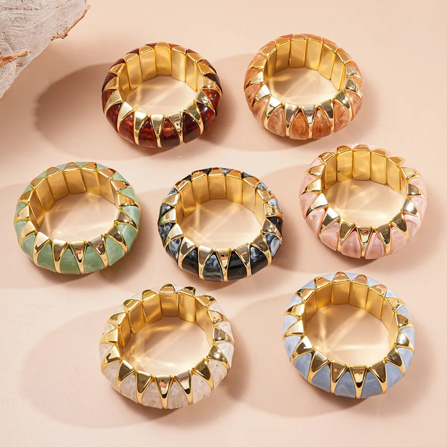 Pulseira acrílica colorida glamorosa para mulheres, pulseira elástica doce, uso diário moderno e presente de namoro