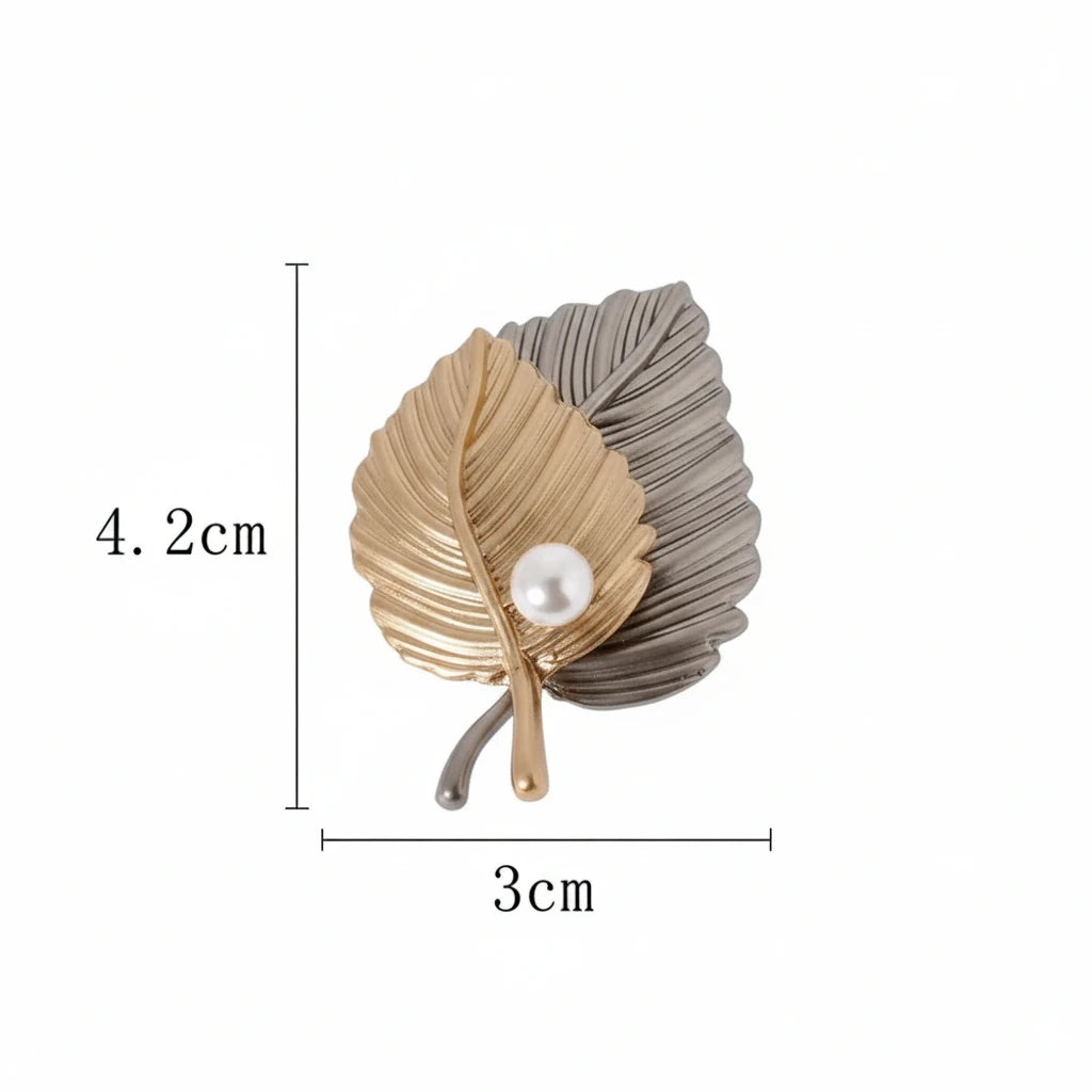 Broche Folha de Bordo Vintage com Strass Design Elegante Feminino