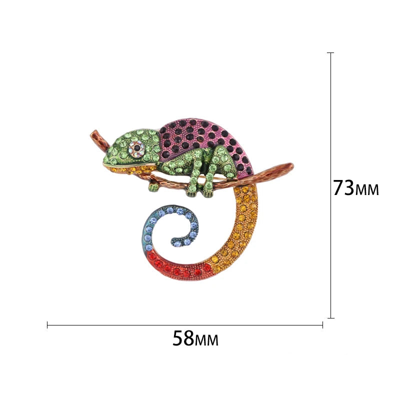 Broche Camaleão com Strass - Elegância e Estilo