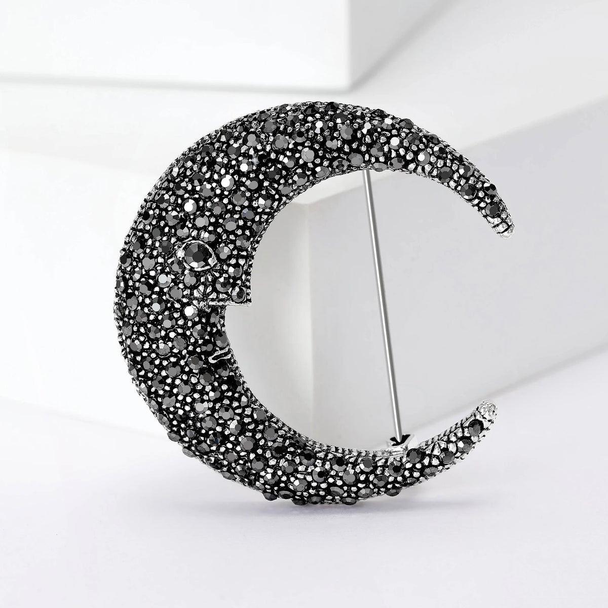 Broche Lua com Strass Design Elegante Feminino