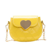 Couro de patente do bebê meninas sacos de ombro bonito coração das crianças mini crossbody saco moda crianças corrente moeda bolsa bolsas carteira