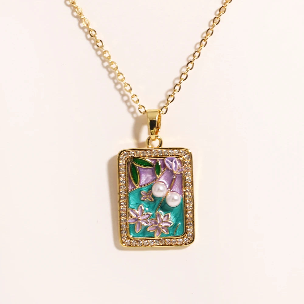 316l aço inoxidável colorido gota de óleo flor coração irregular colar para mulheres meninas vintage francês delicado jóias presentes