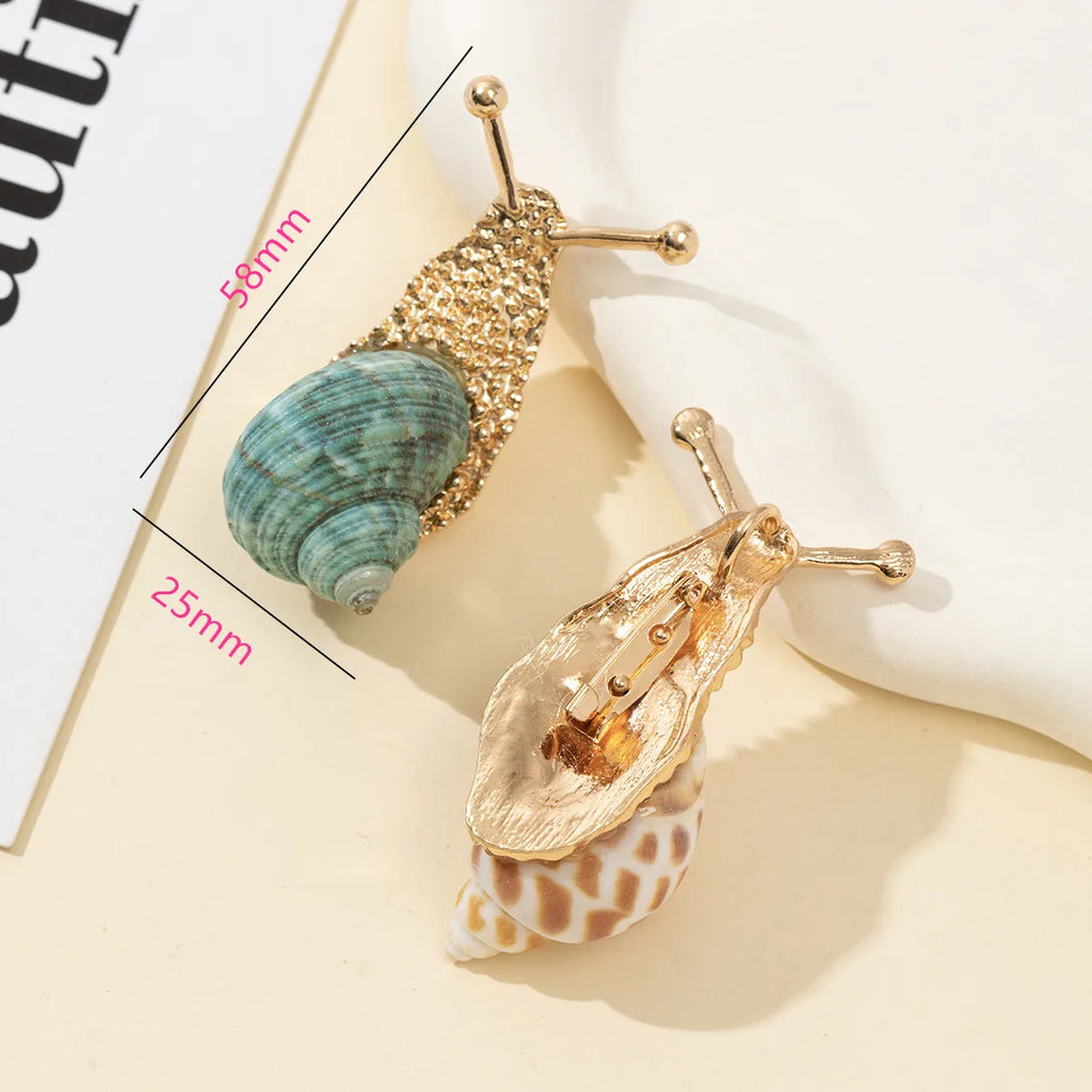 1pc concha natural caracol em forma de strass incrustado broche encantos para mulheres homens jóias acessórios presentes diários 58x25mm